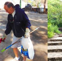Destacaron a un vecino que limpia el cerro San Bernardo