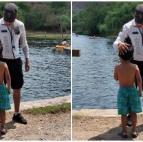 Policía se tiró a un arroyo y le salvó la vida a un changuito que se estaba ahogando