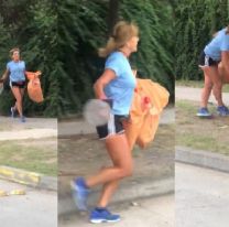 Cristina es un ejemplo: levanta basura mientras hace ejercicios