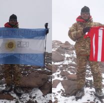 Un salte&ntilde;o lleg&oacute; a la cima del Aconcagua y homenaje&oacute; a su pueblo natal