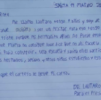 La carta de un nene salteño al Presidente Alberto Fernández