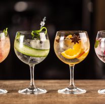 <p>Gin tonic long drink as a classic cocktail in various forms with garnish in individual glasses such as orange, grapefruit, cucumber or berries.</p>
