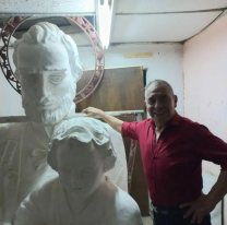 Realizaron una escultura de tres metros de San Cayetano