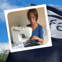 Una madre cafayateña confecciona una bandera de Central Norte para su hijo