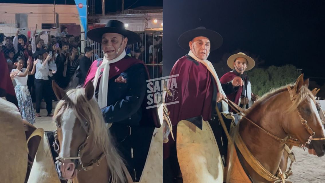 Como en Jesús María: El Chaqueño llegó a caballo al Festival de Molinos